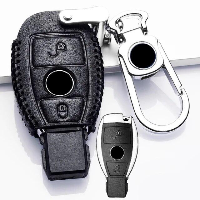 Кожаный чехол для ключей Benz 2 и 3 кнопки, смарт-чехол для автомобильных ключей для Mercedes Benz, аксессуары W203 W210 W211 W124, брелки для ключей