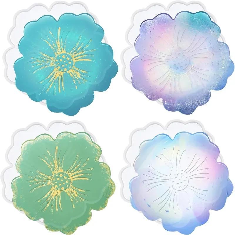 2026 Latest Models DIY Flower Shape Coaster Silicone Mold for Epoxy Resin DIY Handmade Craft Fruit Dish Molds Clay Plaster Mould