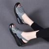 Wedge Heel Non-slip Sandals Women's Summer 2025 New Black Versatile Hollow Embroidery Heightening Casual Women's Cool Slippers