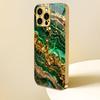 Электроplated стеклянный чехол для телефона с дизайном зеленой текстуры, подходит для iPhone 17 16 15 14 13 12 11 Pro/Max/Plus, ударопрочная задняя крышка