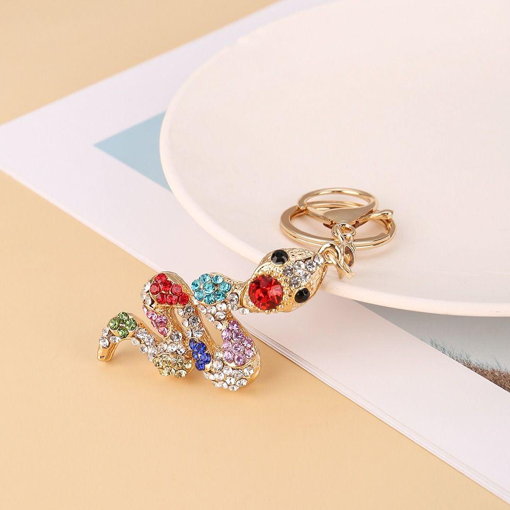 Fortune Rhinestone Snake Keychain Exquisite Zodiac Snake Year Key Ring  Year of Chinese