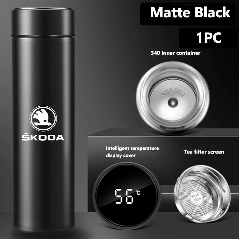ICPG4 For Skoda Smart Thermo Mug Filter Coffee Drink Flask Temperature Display Cup Kamiq MK3 Roomster Rapid Kodiaq Karoq Fabia Enyaq