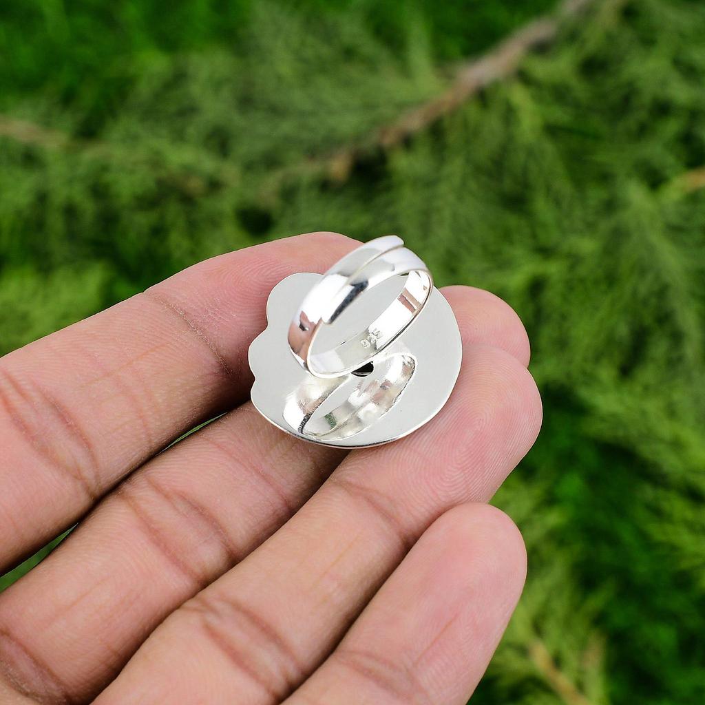 925 Silver Oval Tigers Eye Stone Bezel New Statement Flower Sister Ring Jewelry