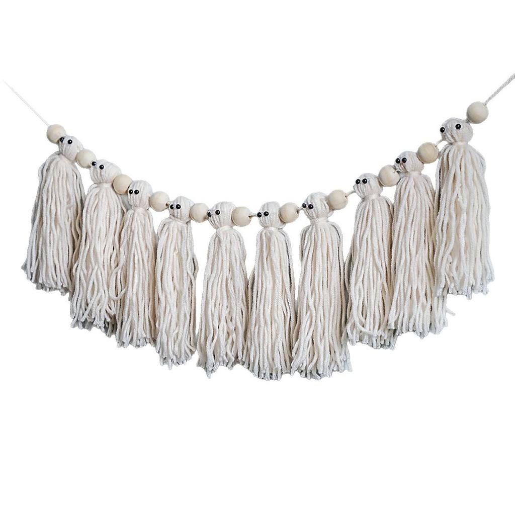 Wall Hanging Ornament Prop Decorative Hand-woven Tassel Flag Halloween Garland For Shelves Celebration Patio Window Pendant
