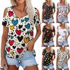 Ladies Summer Fashion Casual  Printed Strapless V-Neck Short Sleeve T-Shirt Top