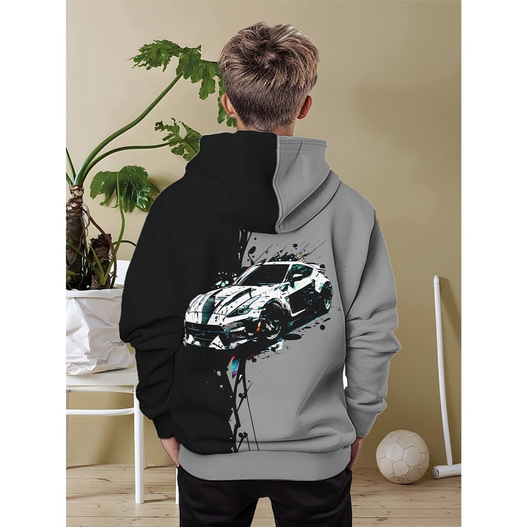 Худи с капюшоном для мальчиков, повседневная модная толстовка с 3D-принтом для весны, осени и зимы, детский пуловер с длинным рукавом, детская одежда