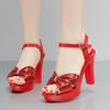8 10 13cm Small Size 32-43 Sexy Wedding Shoes Bride Platform Sandals Summer 2025 Block High Heels Sandals Model Party Office