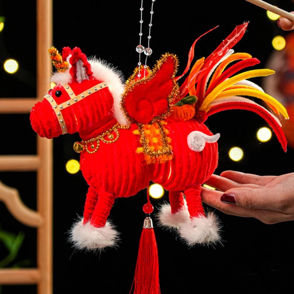 Handmade Luminous Horse Lantern DIY Material Kit Spring Festival Lantern  Living Room Decor