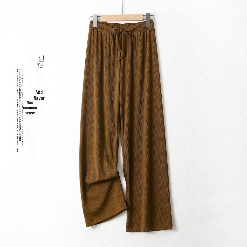 Women's Spring/Summer Ice Silk Wide-Leg Pants: High Waist, Slim Fit, Anti-Mosquito, Cool & Stylish