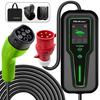 Qoltec Мобильное зарядное устройство для электромобиля EV с регулировкой 2-в-1 Тип 2 | 11 кВт | 3 Фазы | CEE 32A | ЖК-дисплей | Портативное | Настенное зарядное устройство (Wallbox) | 5 м