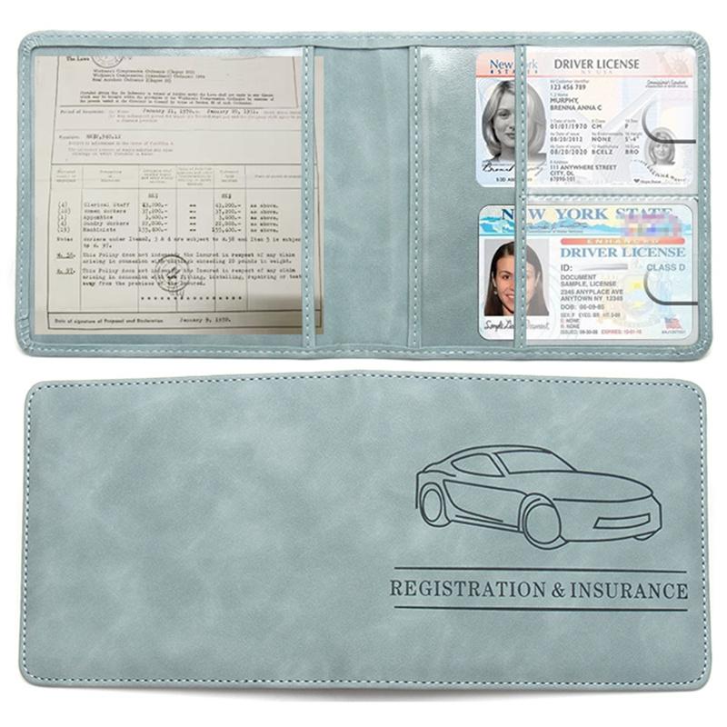 Car Insurance Information File Protection Case Folder PU Leather Short Motorcycle Driving License Protection Case Storage Bag