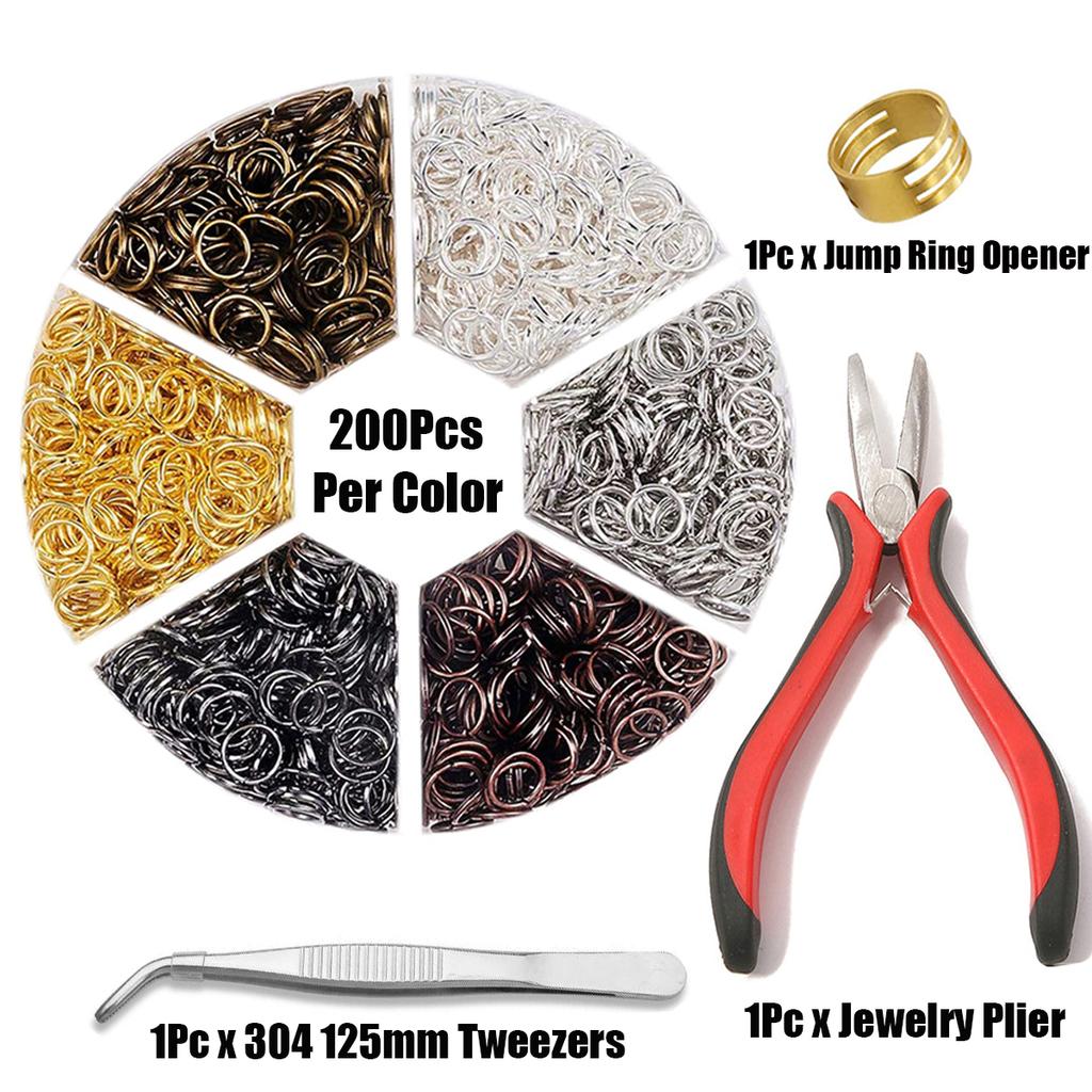 Кольца для соединения и щипцы для ювелирных изделий, 1203 шт. Набор для ремонта ожерелий и сережек, ожерелий, колец, браслетов, изготовление поделок,