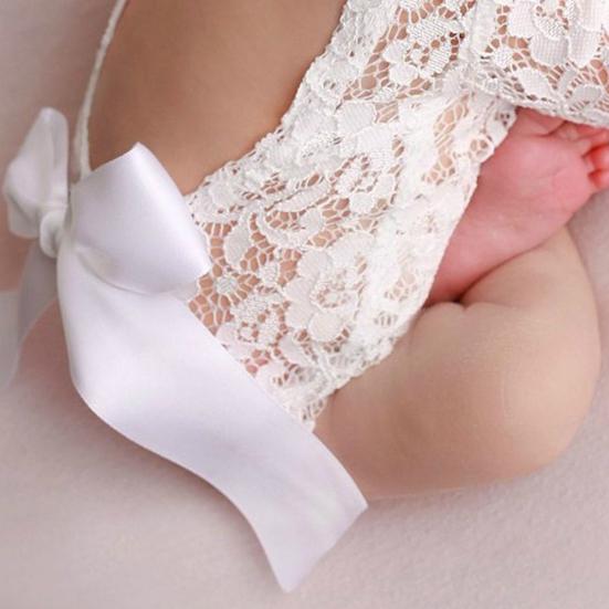 Мягкий кружевной комбинезон с бантом для новорожденных девочек, повязка на голову с цветком, реквизит для фотосъемки