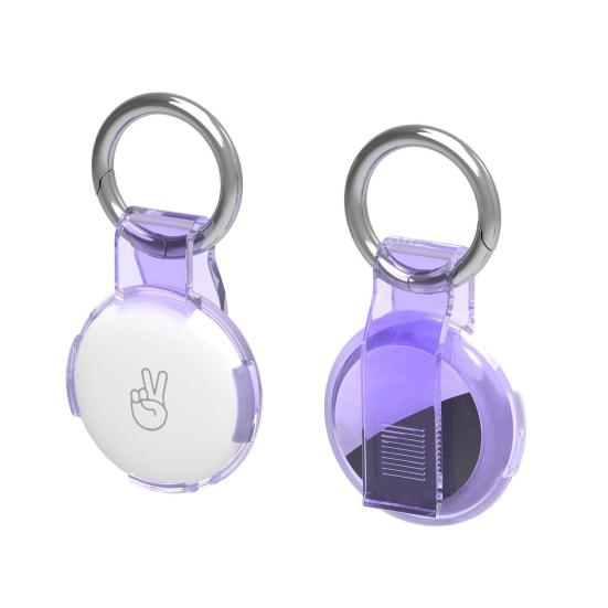 2 шт., прозрачный защитный чехол для держателя AirTag, чехол для трекера с брелоком, зажимом для ремня, портативный