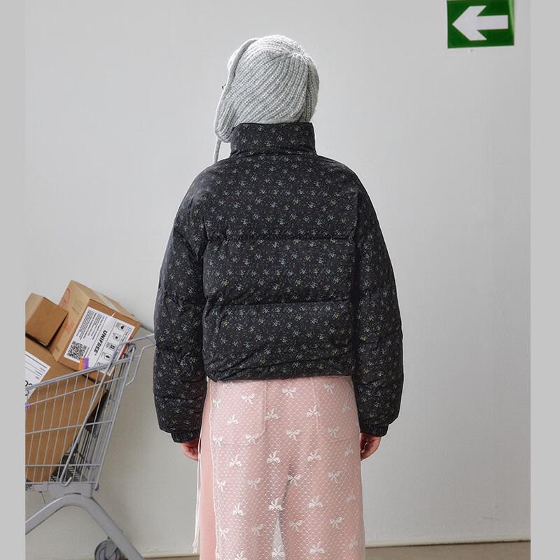 unifree Korean Style Small Floral 90% White Duck Down Short Jacket