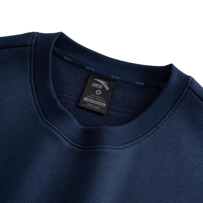 ANTA Micro Fleece Crew Neck Sweatshirt Navy Blue Men Unisex 952548702-7