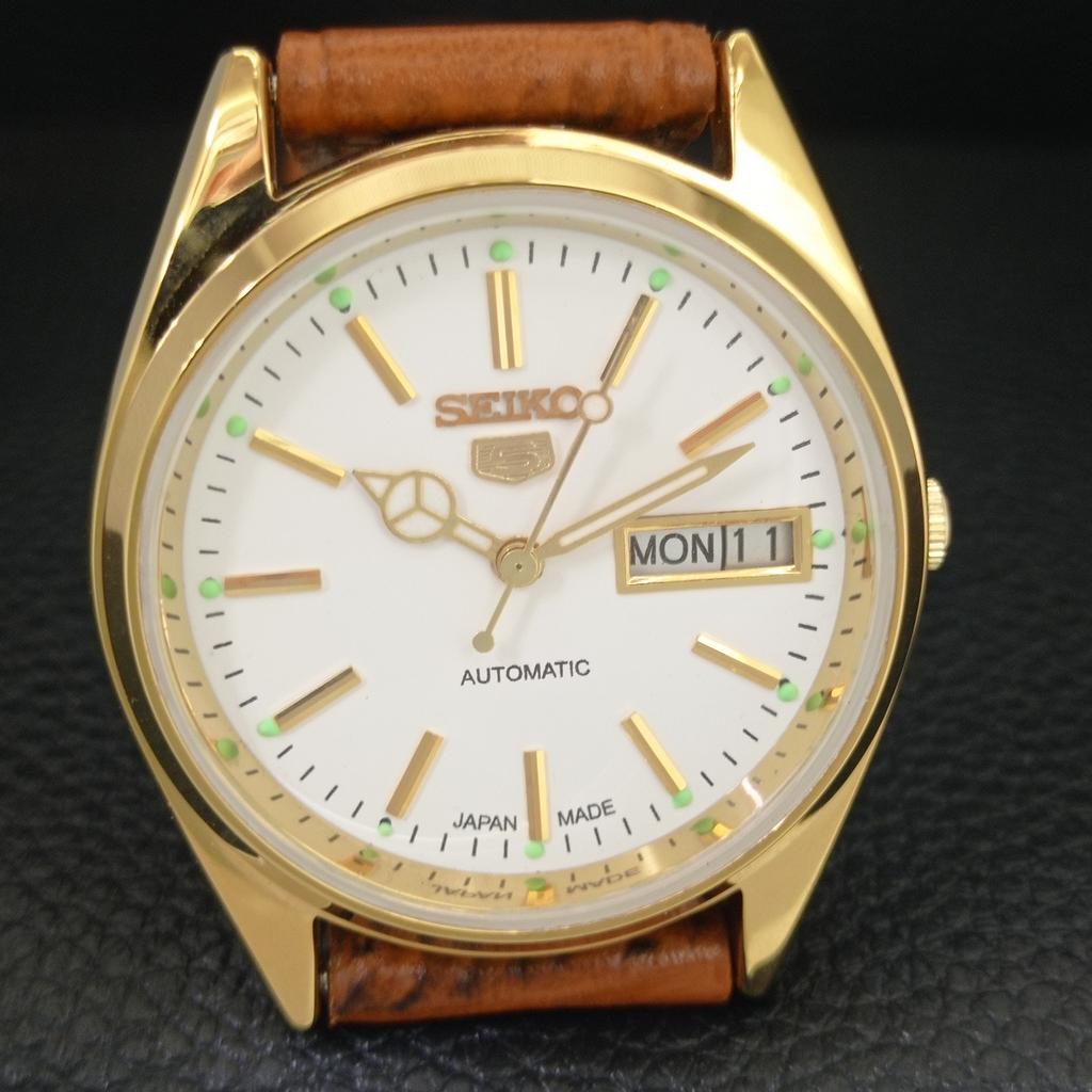 АВТОМАТИЧЕСКИЕ ВИНТАЖНЫЕ ОТРЕСТАВРИРОВАННЫЕ МУЖСКИЕ ЧАСЫ SEIKO 5 ЯПОНИЯ БЕЛЫЙ ЦИФЕРБЛАТ a442345-1