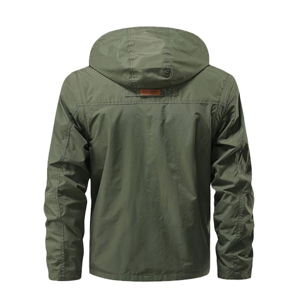Men's Solid Color Detachable Outdoor Workwear Casual Loose Zipper Pocket Long Sleeve Jacket