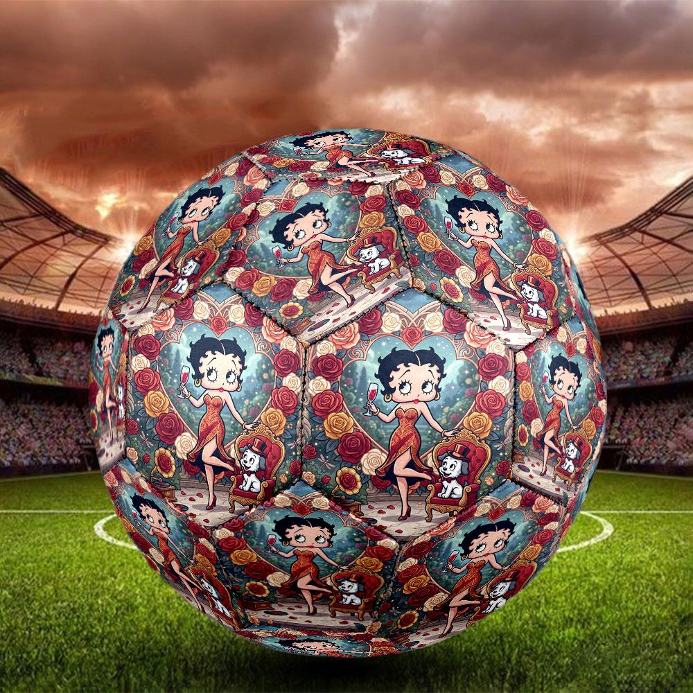 Betty Boop Print Size 5 Soccer Ball, Standard Match Football for Sports Game and Team Practice, Ideal Gift for Soccer Fans