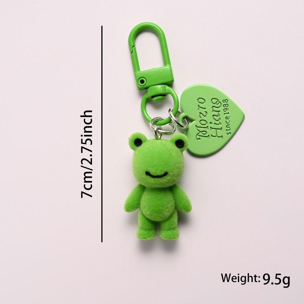 Cute Flocked Frog Keychain Pendant - Creative and Decorative Accessory