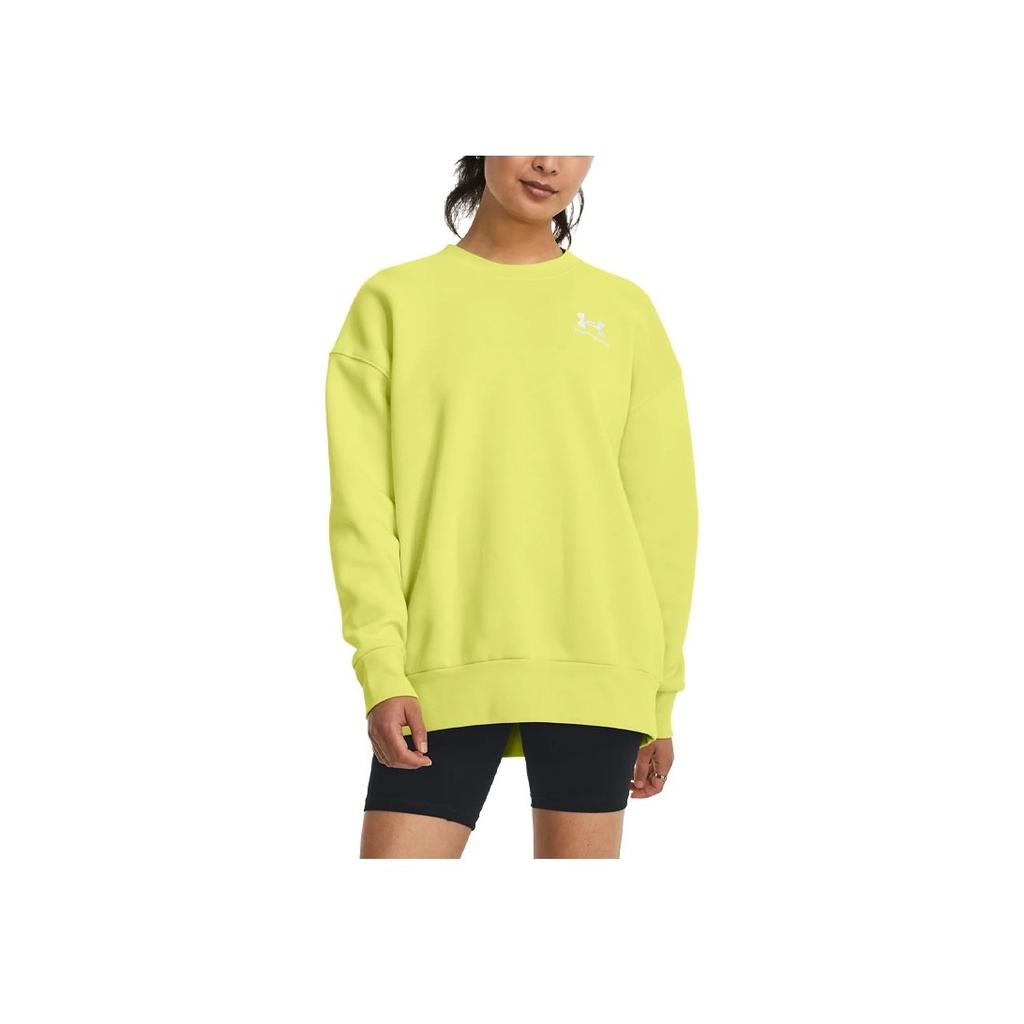 Under Armour Женская толстовка Essential Solid Color Loose Fit с круглым вырезом и длинными рукавами, цвет лайм-зеленый 1379475-743