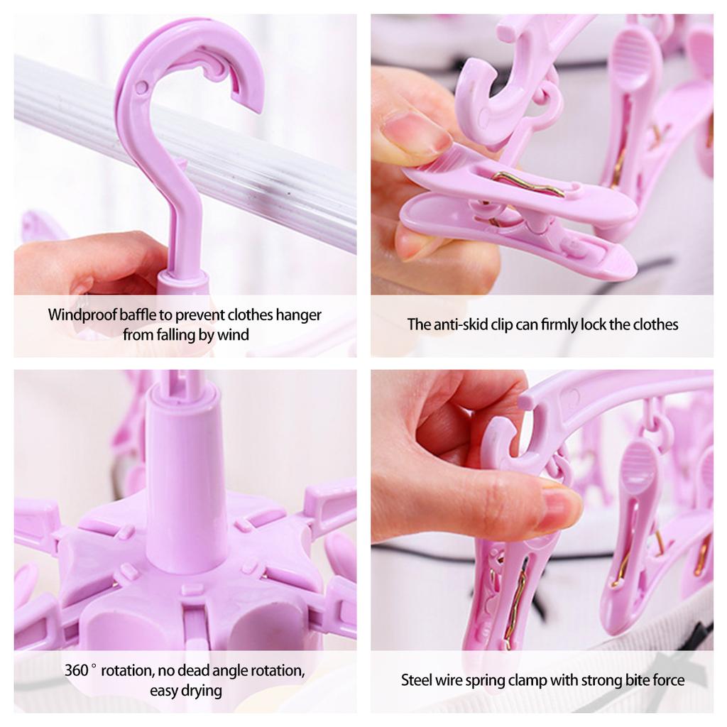 Ветрозащитная сушилка с 24 зажимами, вращающаяся складная вешалка, сушилка для носков, бытовая многофункциональная сушилка для нижнего белья