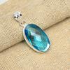 Blue Topaz Gemstone 925 Sterling Silver Handmade Pendant Wonderful Jewelry For Her