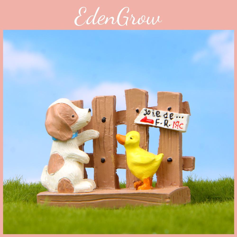 Cartoon Cute Fence Duck Dog Mini Model Ornament For Home And Garden Decoration