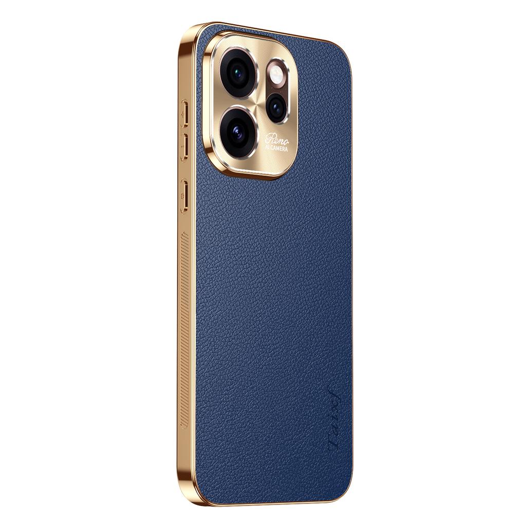 Чехол из кожи с текстурой гальванического покрытия и рисунком личи для Oppo Reno 15 15Pro, противоударный чехол с защитой объектива для Oppo Reno 15 Pro, бампер