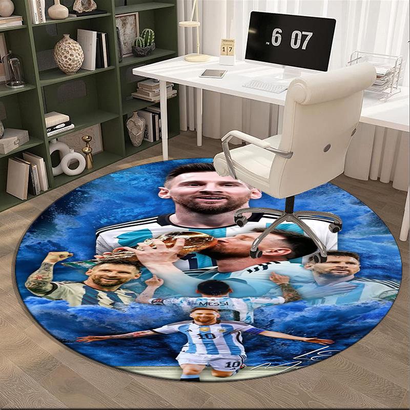 World Cup Celebration Messi Round Rug for Livingroom,Bedroom, Palyroom, Chair Rug, Area rug, Circle Carpet, Large Size Fan Christmas gift