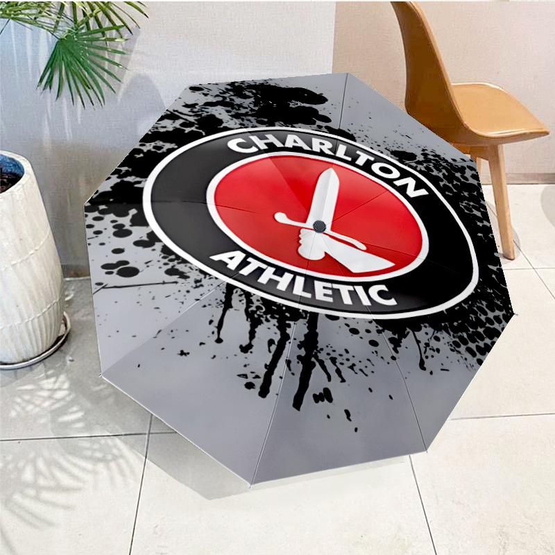 Автоматический складной зонт Charlton-Athletic Crest - 8-спицевой дорожный зонт с автооткрытием/закрытием и портативный, Подарок на Рождество, Дни рождения