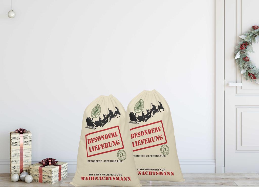 Printtoo Большая холщовая сумка на шнурке, рождественские мешки, подарочный мешок Санты, индивидуальный подарок на вечеринку, 2 шт., 27x20 дюймов