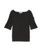 Natural Beauty Basic Black Slit Ribbon Sleeve Knit Sweater Women's