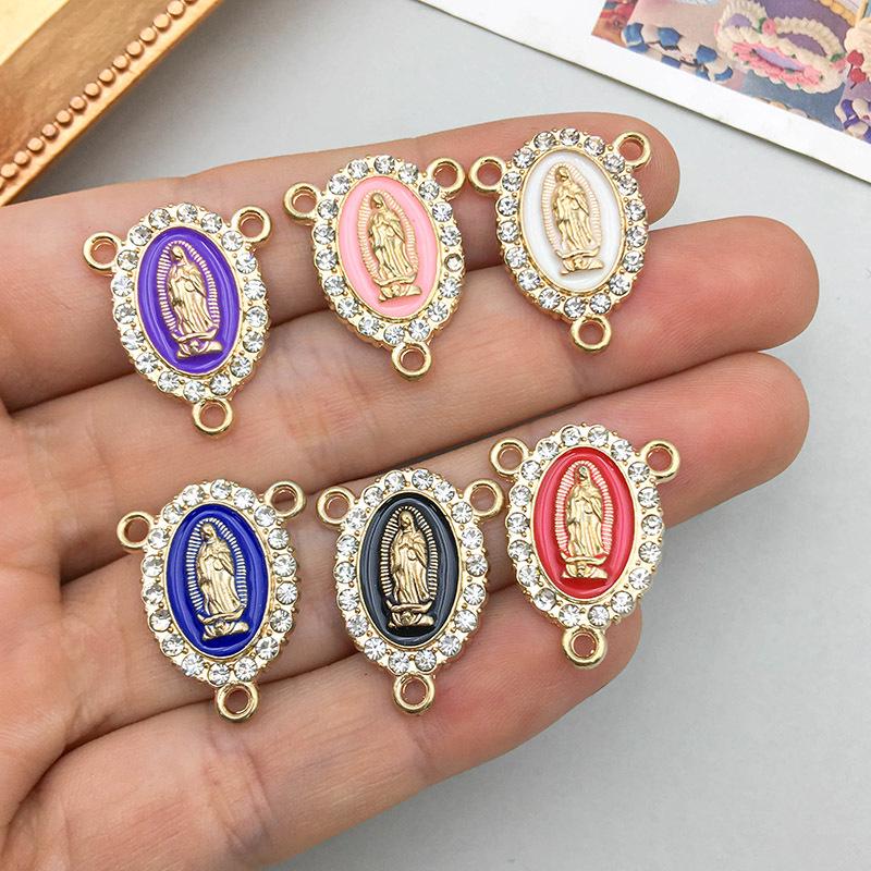Gold Alloy Three-Hole White Rhinestone Pendant Charm for DIY Jewelry Accessories