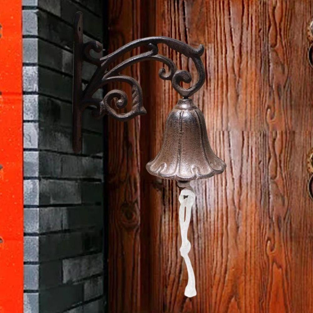 Distressed Finish Cast Iron Door Bell Rustic Style Outdoor Dinner Bells Home Decoration