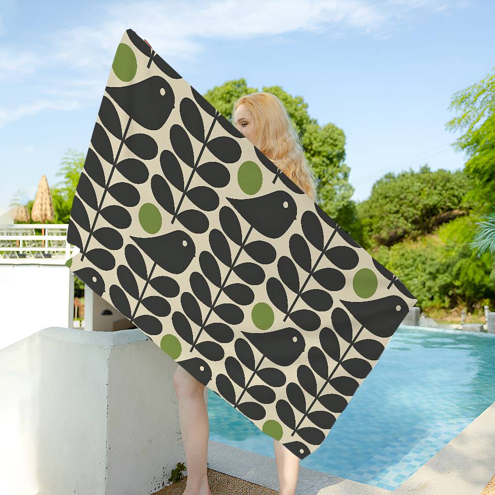 Orla Kiely Leaf Flower Big Microfiber Beach Towels Quick Dry Towel Sand Beach Towels Pool Towel for Travel Swim Pool Yoga