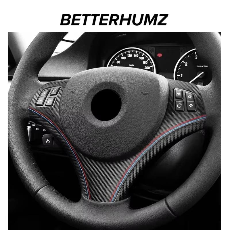 Betterhumz Car Steering Wheel Panel Sticker for BMW E90 E91 E92 E93 320i 3 Serie Made of Alcantara Interior Trim 3pc Accessories