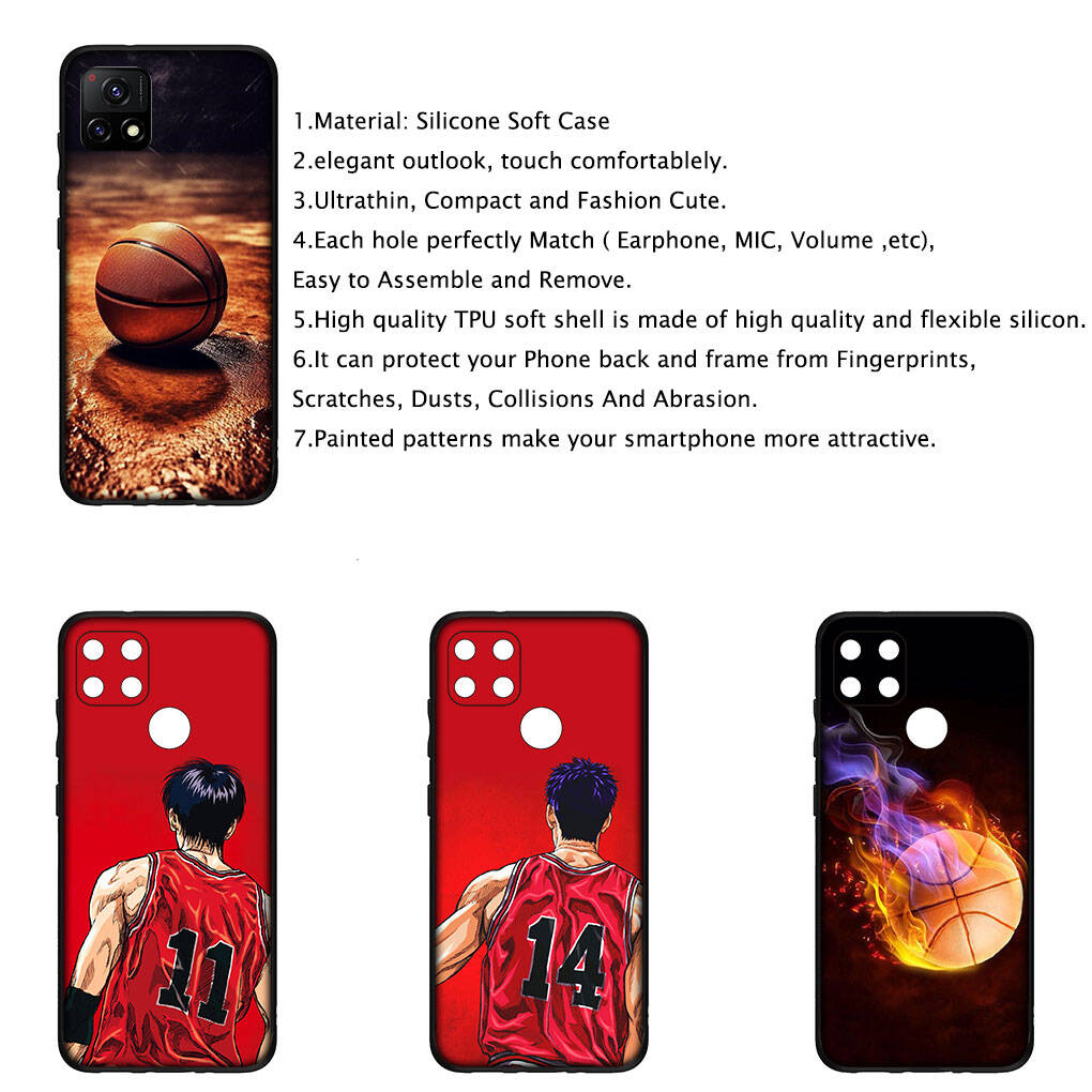 for Motorola Moto Edge 70 60 50 G54 G86 Samsung Galaxy S25 iPhone 17 16 15 Xiaomi Redmi Note 14 Pro Max Phone Case Cartoon Slam Dunk Basketball Cover