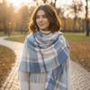 Cold-proof Knitted Wool Scarf Soft Long Neckscarf with Tassel Gifts Classic Plaid Scarf  Windproof