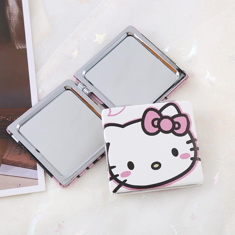 Портативное складное зеркало для макияжа Sanrio - Милый мультяшный ручной аксессуар для подкрашивания