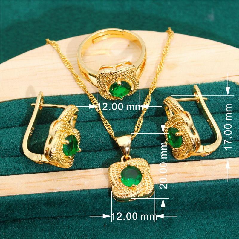 Антиаллергенный цирконовый браслет, ожерелье, серьги, кольцо, комплект женских украшений