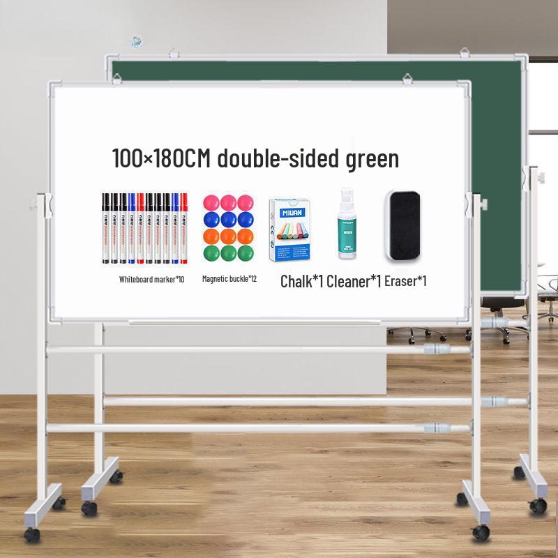 Double-Sided Mobile Easel Whiteboard/Blackboard for Home or Office Use