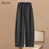 Women's High-Waist Drawstring Wool Blend Cropped Pants