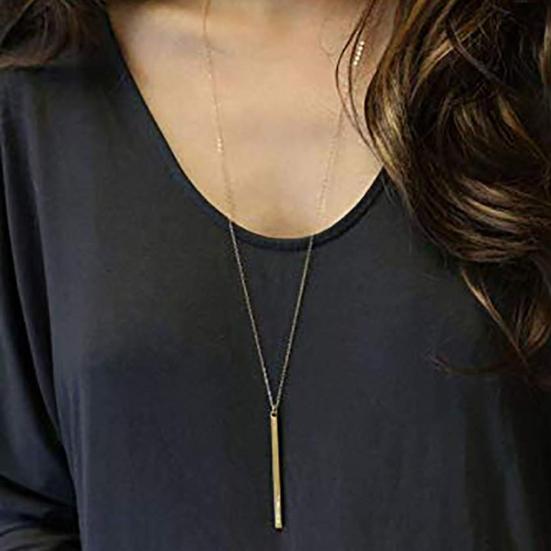 Alloy Long Vertical Bar Pendant Chain Y Necklace Women Party Jewelry