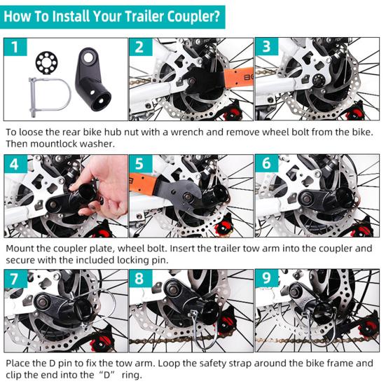 1 комплект буксирной головки прицепа для велосипеда, безопасная быстрая установка, надежное крепление, прицеп для велосипеда, трактор