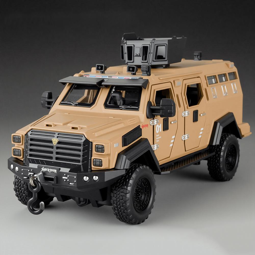 1:32 Металлические Модели Игрушки Бронированный Саблезубый Автомобиль Литой Металлический Автомобиль С Подтягивающимся Механизмом Полицейская Машина со Светом и Музыкой Машинка для Малышей Детские Подарки