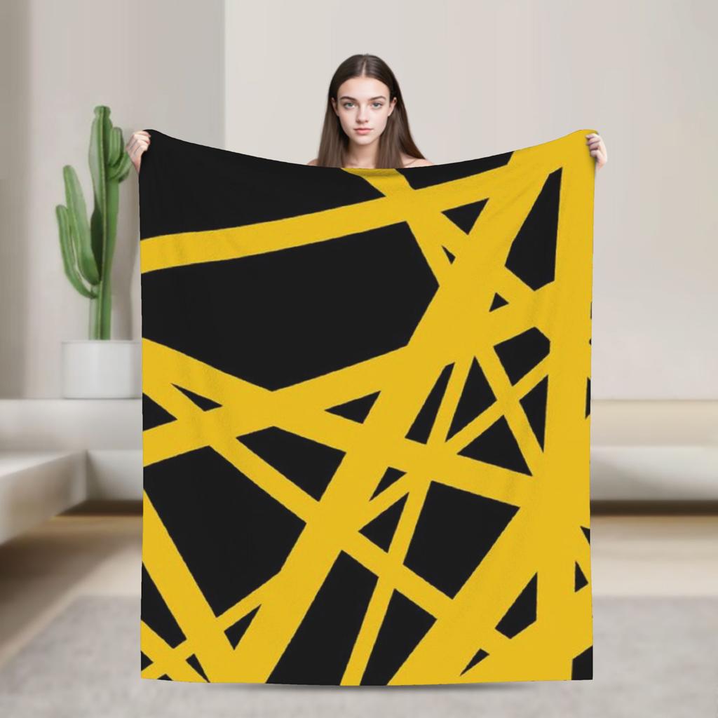Warm Cozy Blankets Plane Travel Van Halen Blue Rock Stripes Throw Blanket Graphic  Bedspread For Sofa Home