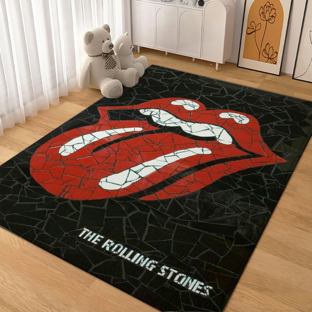 The Rolling Stones Logo Area Rug Faux Wool Rug Ultra Soft Mat Bathroom Rug Stain Resistant