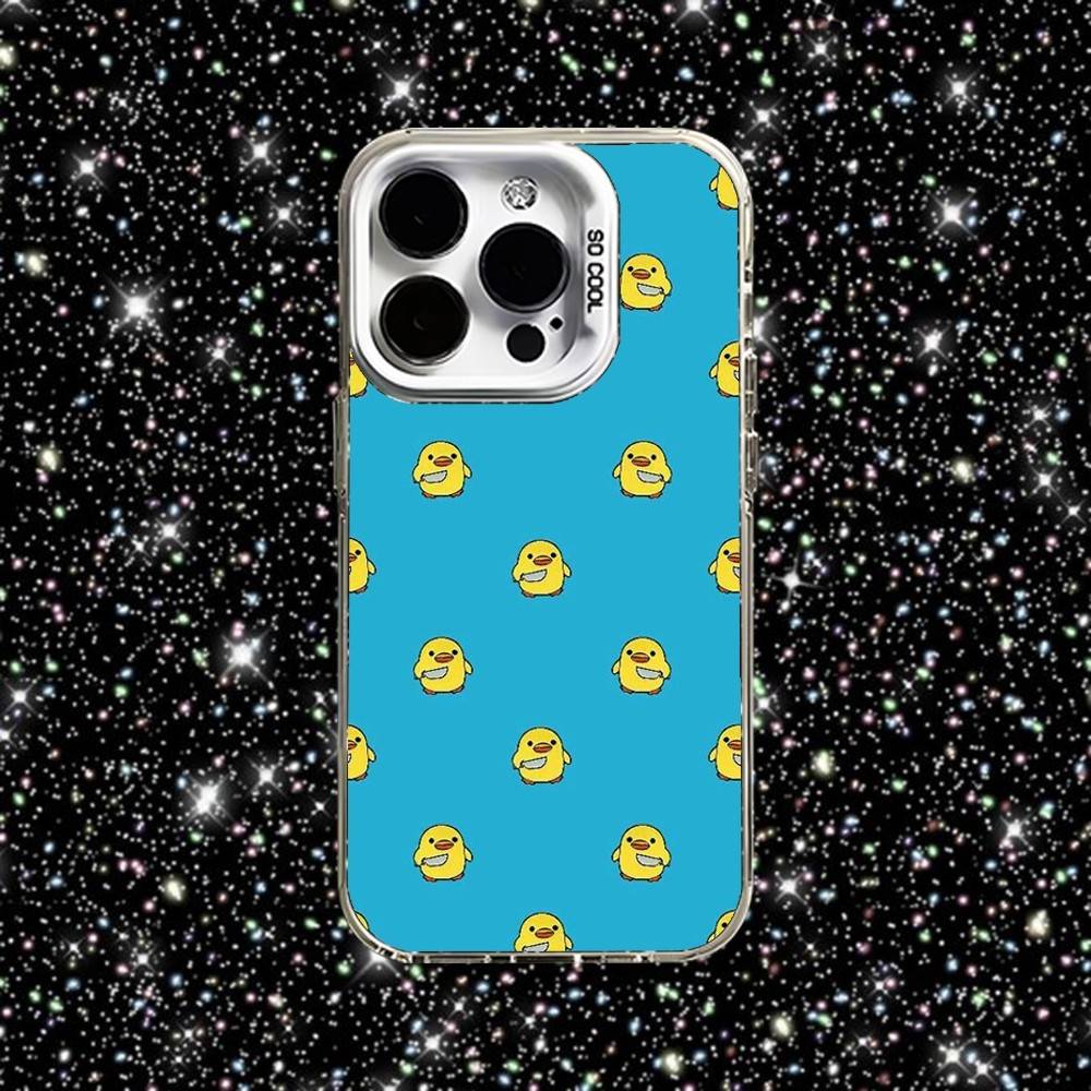 Yellow Duck Cute Phone Case For iPhone 16,15,14,13,12,11,Pro,XS,Max,Plus,Mini,SE White Candy Matte Shockproof Cover