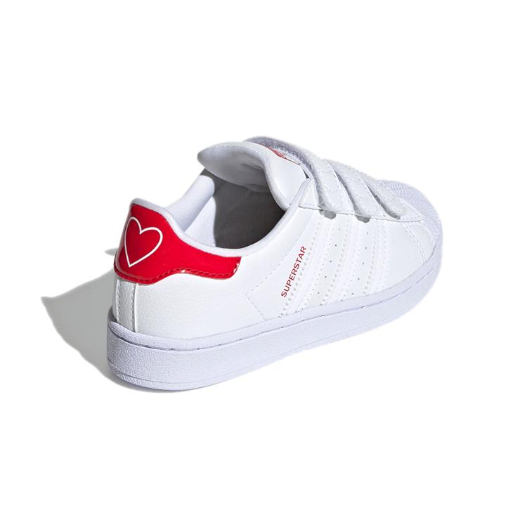Adidas Originals SUPERSTAR Cf C Lace Up Breathable Low top Kids' Skateboarding Shoes White Red FX7170